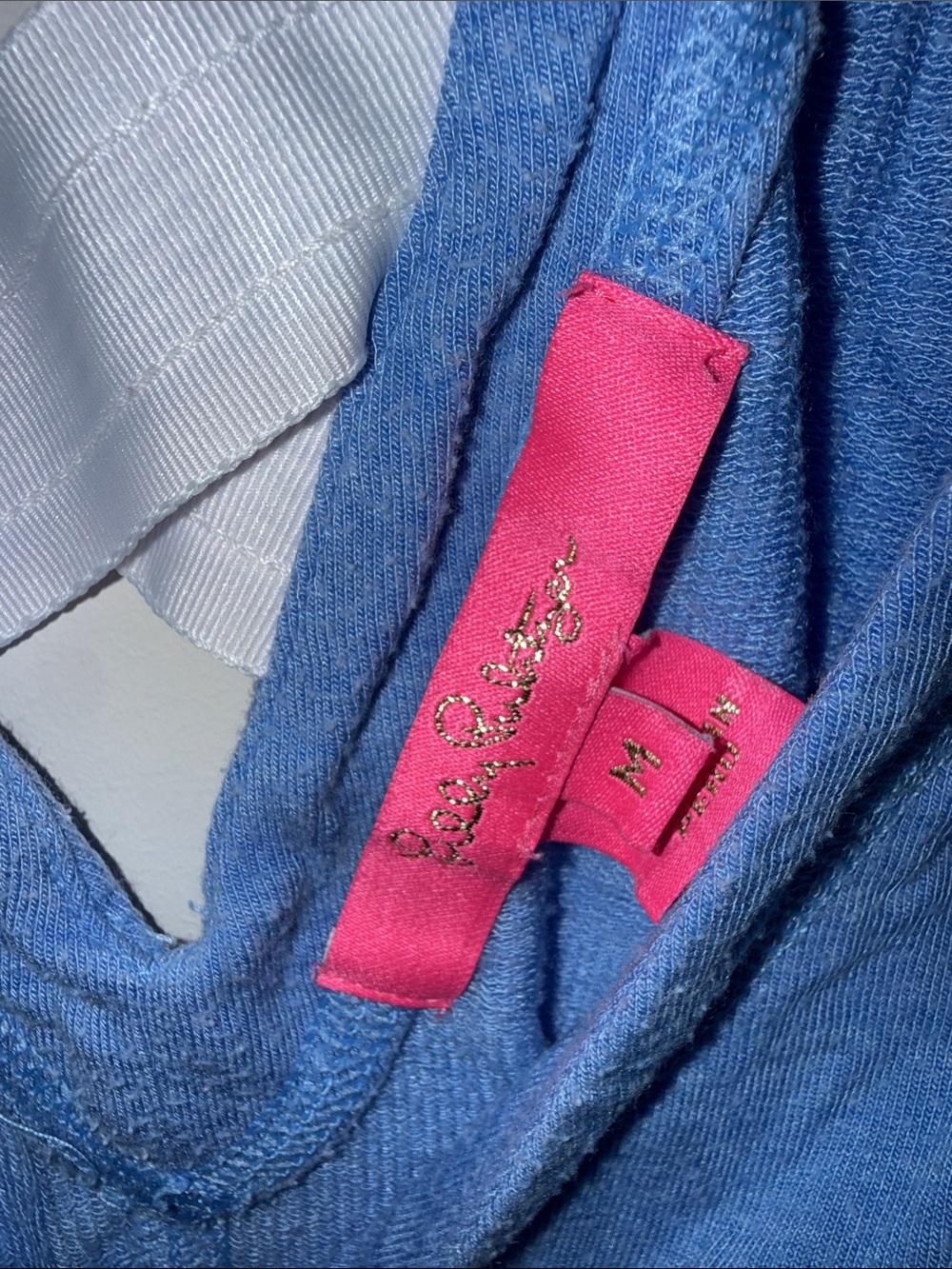 Lilly Pulitzer Blue V-Neck Long Sleeve Top with White Crisscross Back - Picture 3 of 3